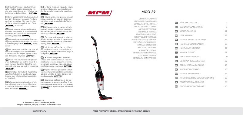 Imagen de la primera página del manual del dispositivo MOD-39