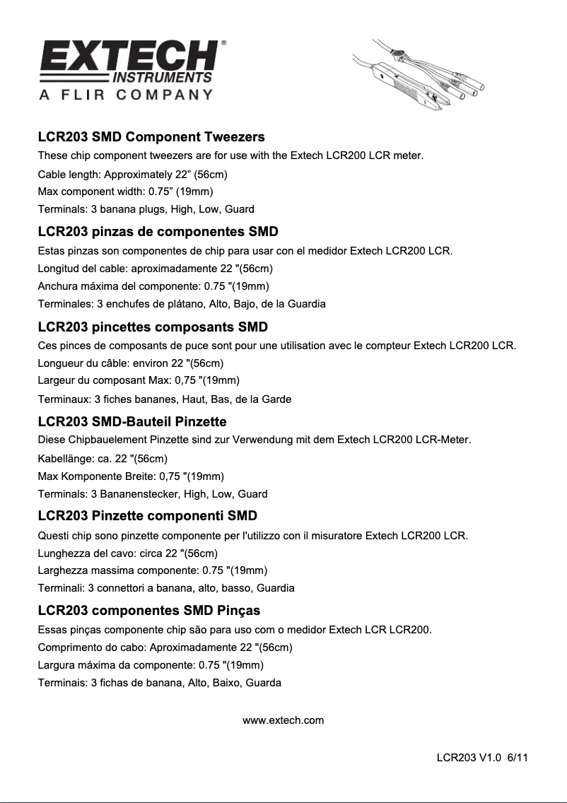 Imagen de la primera página del manual del dispositivo LCR203
