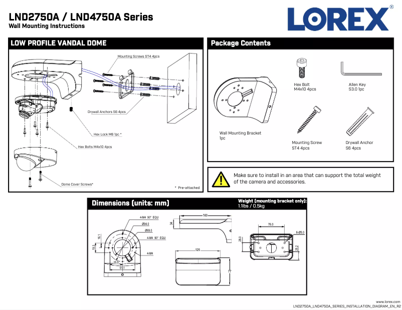 Página nº 1 - Instrucciones / montaje Lorex LND4750ABW