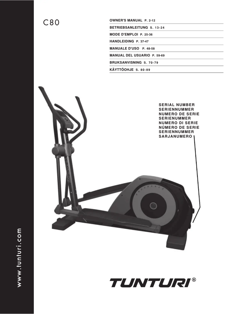 Página nº 1 - Manual de usuario Tunturi C80