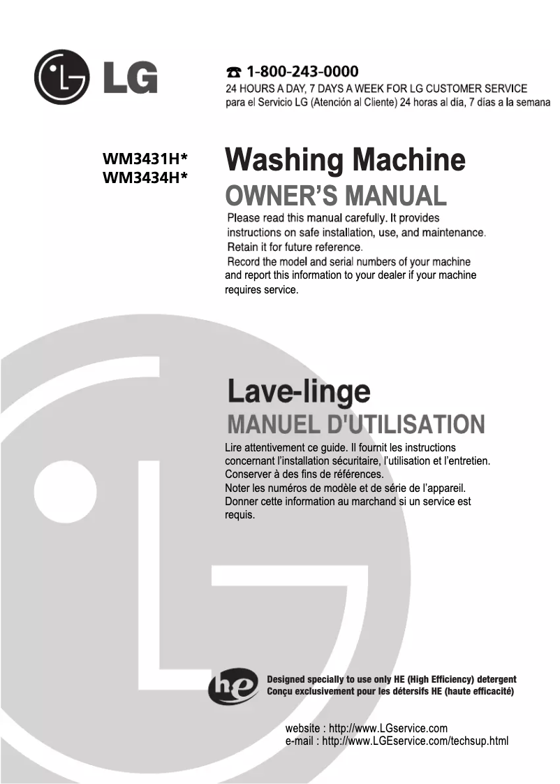 Página 1 del manual Manual de usuario LG WM3431HW