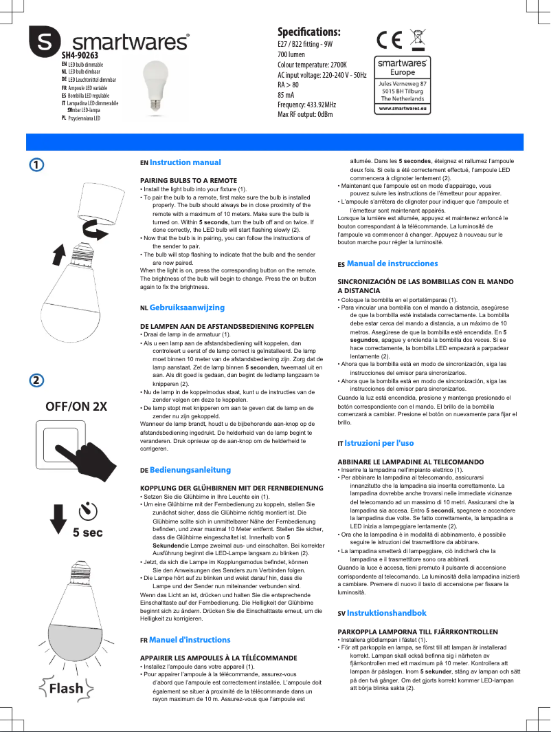 Imagen de la primera página del manual del dispositivo SH4-90263