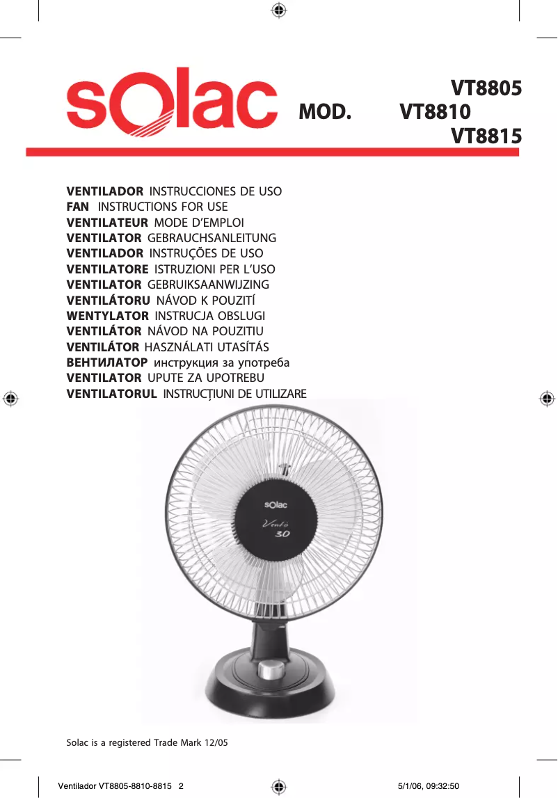 Página 1 del manual Manual de usuario Solac VT8810