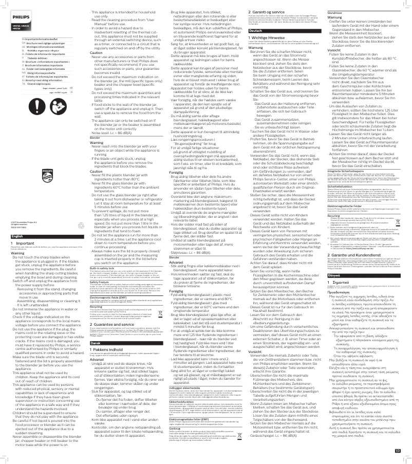 Imagen de la primera página del manual del dispositivo Daily Collection HR2123