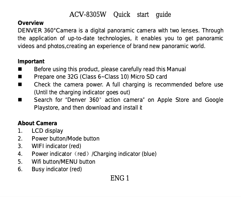 Imagen de la primera página del manual del dispositivo ACV-8305