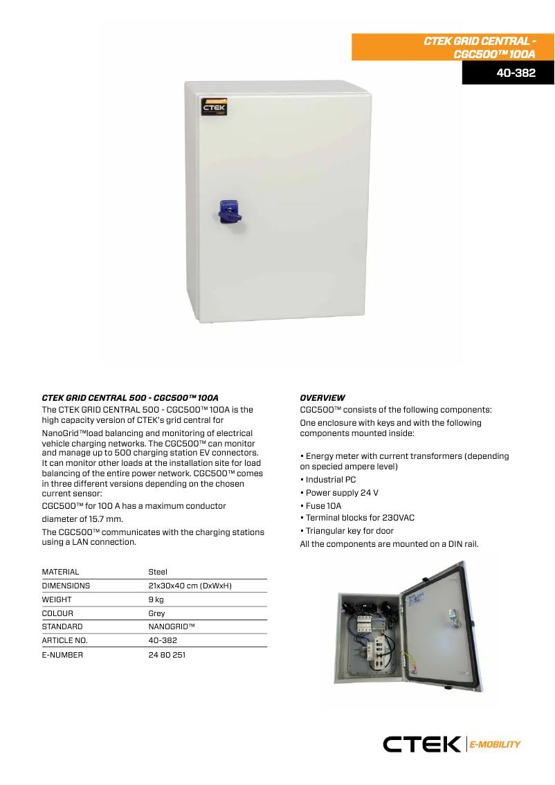 Página 1 del manual Ficha técnica Ctek CGC500 100A