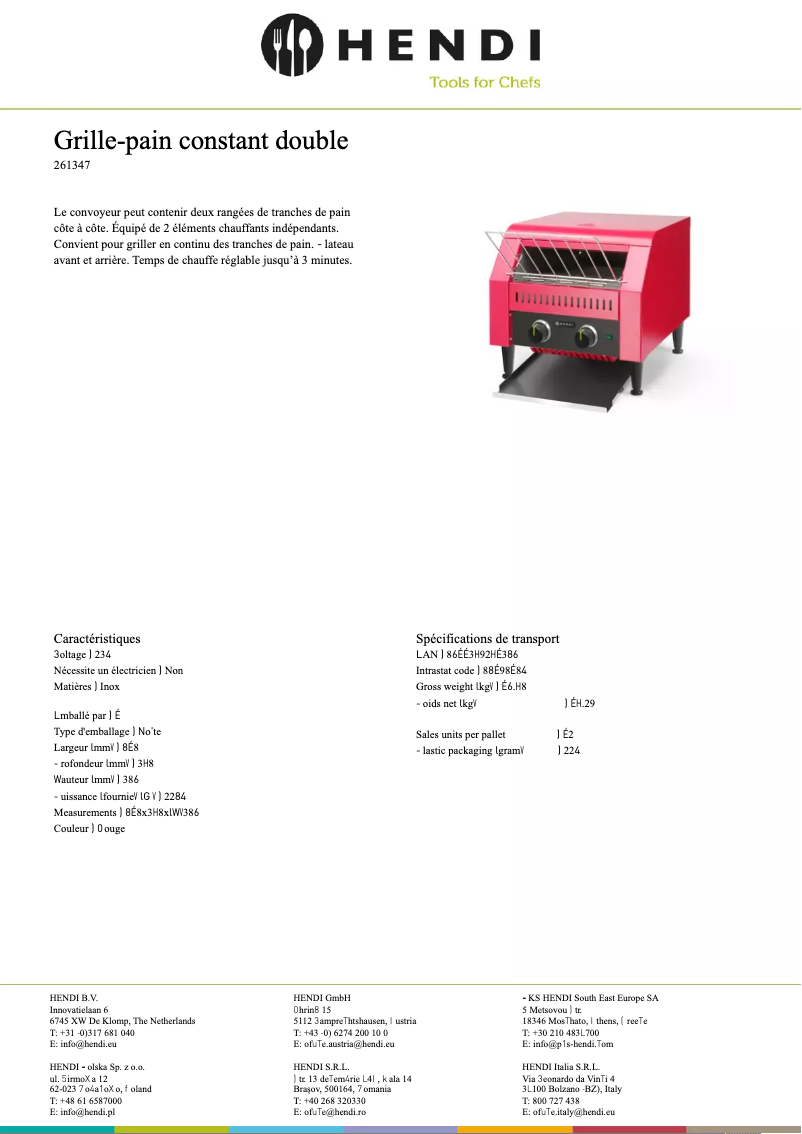 Página 1 del manual Ficha técnica Hendi 261309