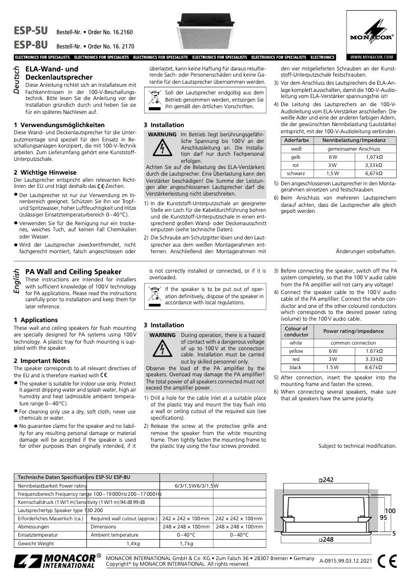 Página 1 del manual Manual de usuario Monacor ESP-8U