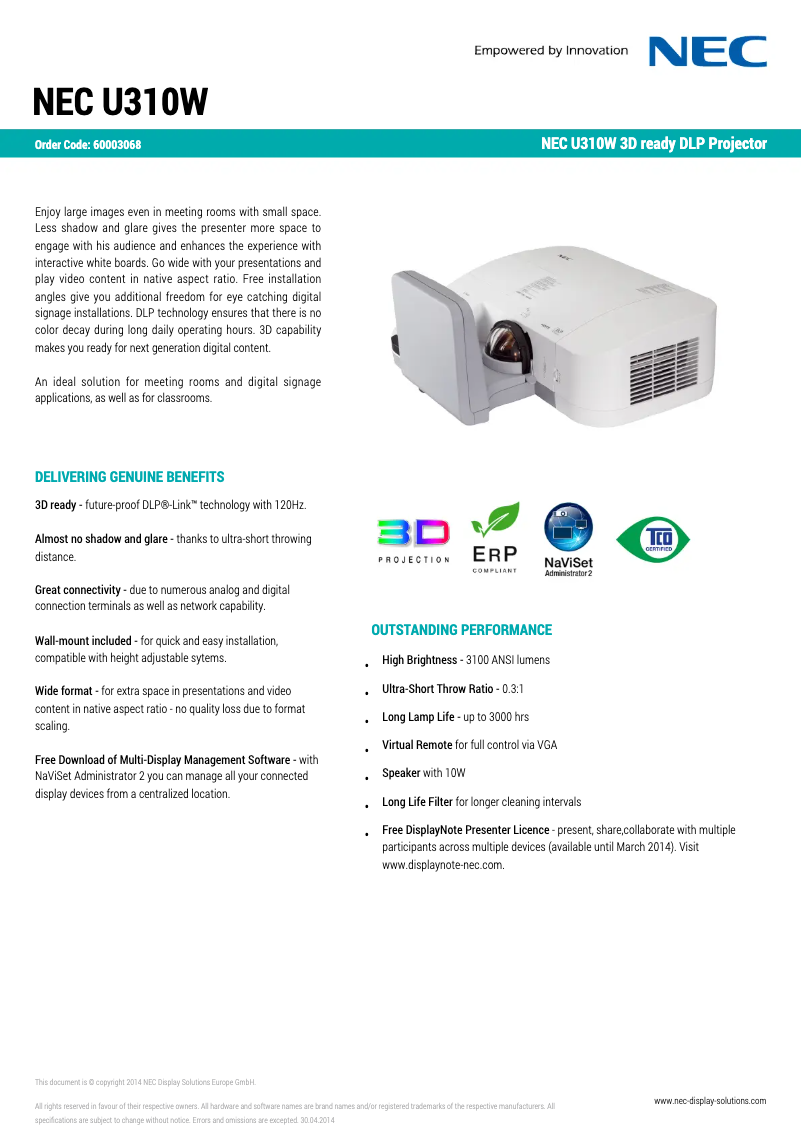 Imagen de la primera página del manual del dispositivo U310W