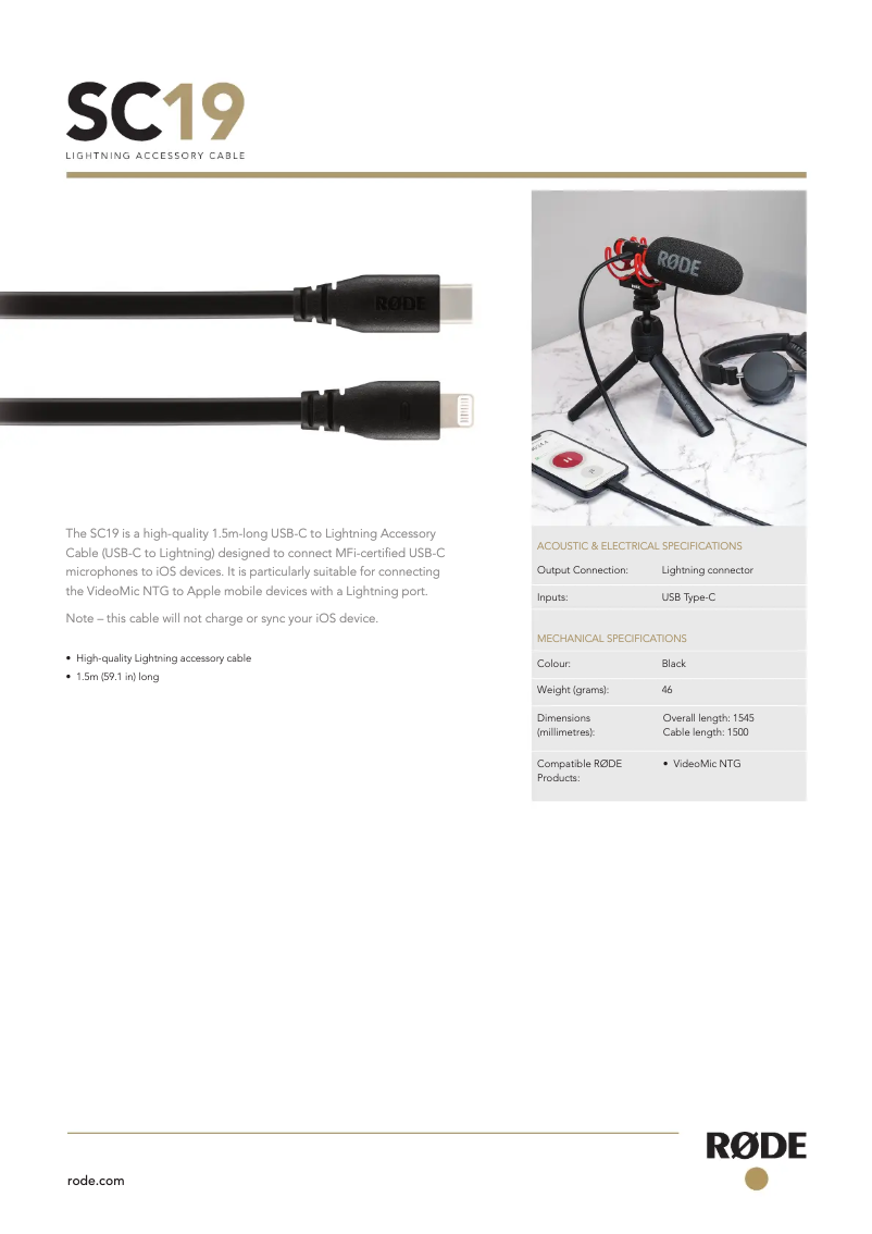 Página 1 del manual Manual de usuario Røde SC19