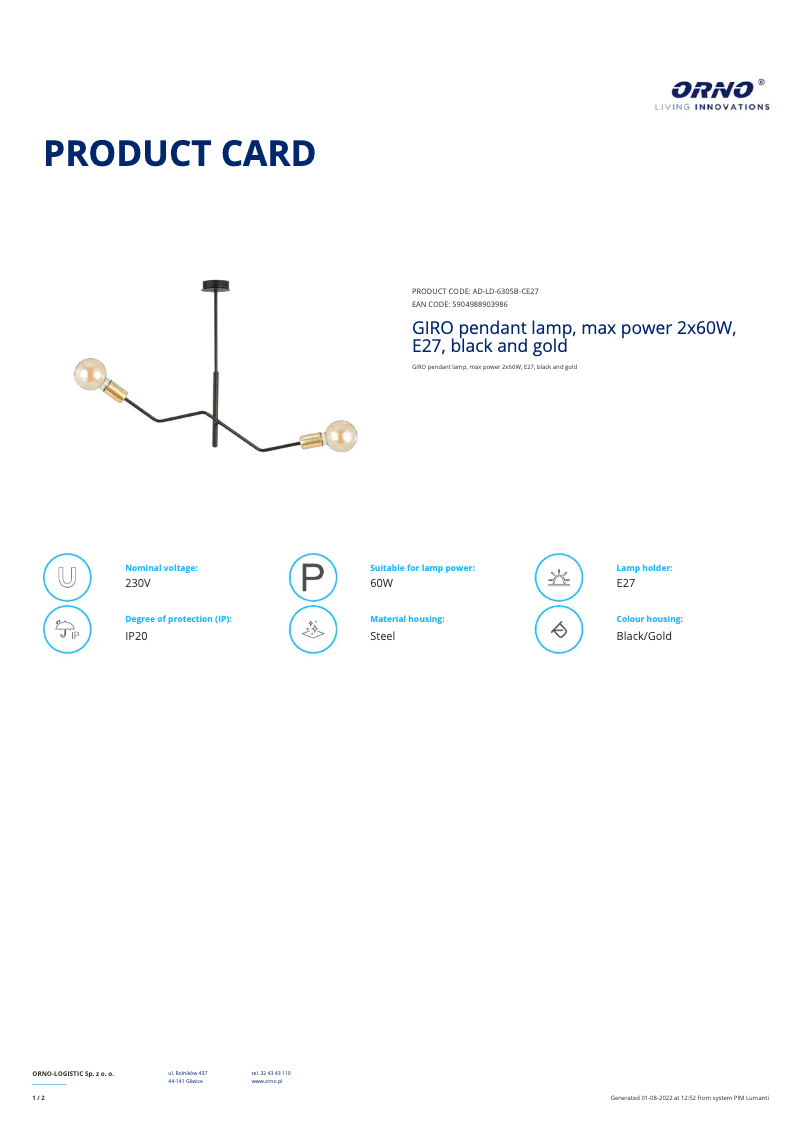 Imagen de la primera página del manual del dispositivo AD-LD-6305B-CE27