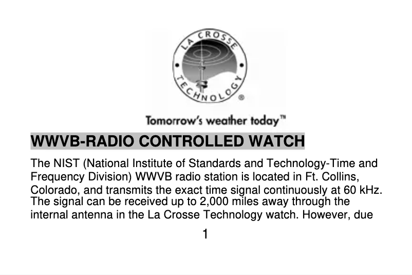 Imagen de la primera página del manual del dispositivo WT-971 L