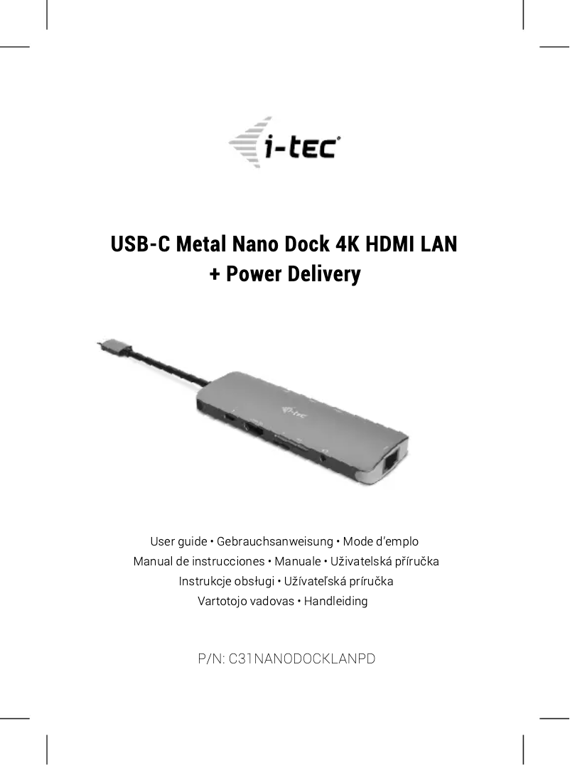 Página nº 1 - Manual de usuario i-TEC USB-C Metal Nano Docking Station