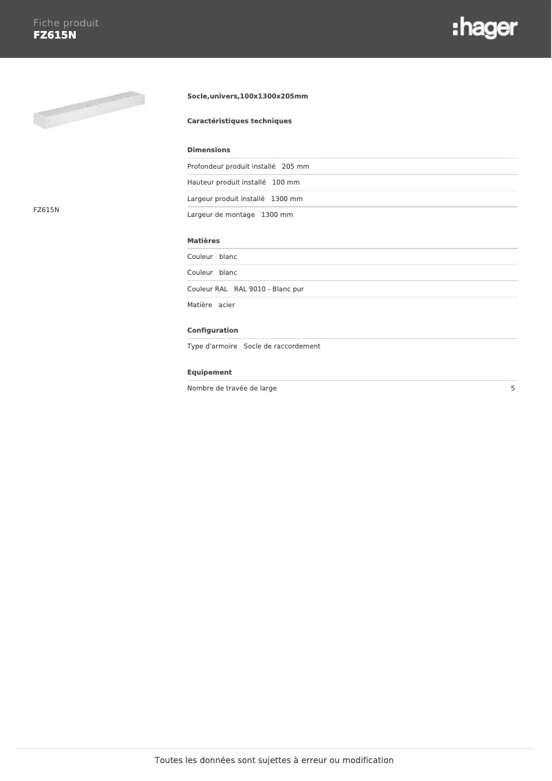 Página 1 del manual Manual de usuario Hager FZ615N