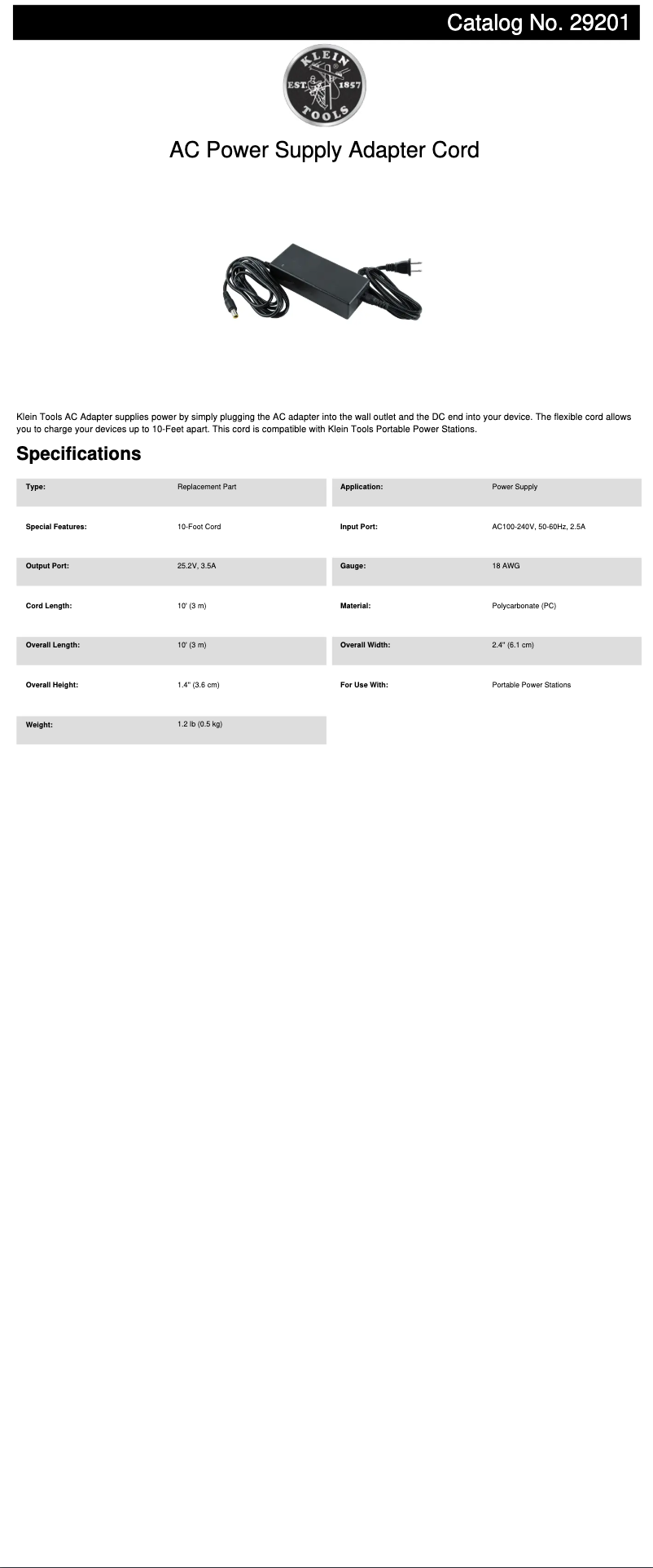 Imagen de la primera página del manual del dispositivo 29201