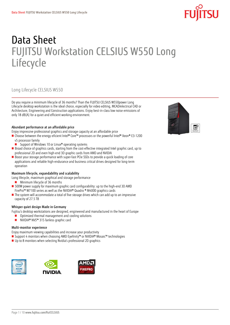 Página nº 1 - Manual de usuario Fujitsu CELSIUS W550