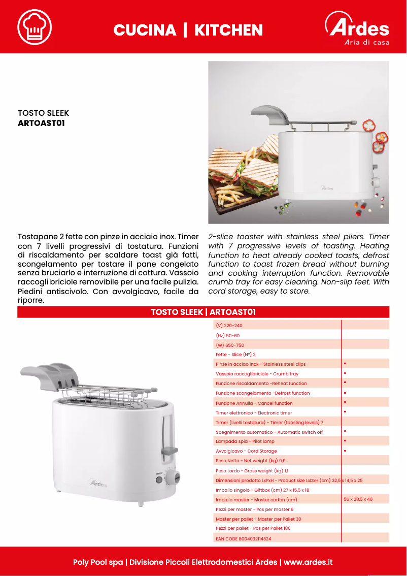 Página nº 1 - Ficha técnica Ardes Tosto Sleek ARTOAST01