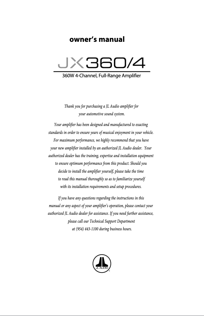 Imagen de la primera página del manual del dispositivo JX360/4