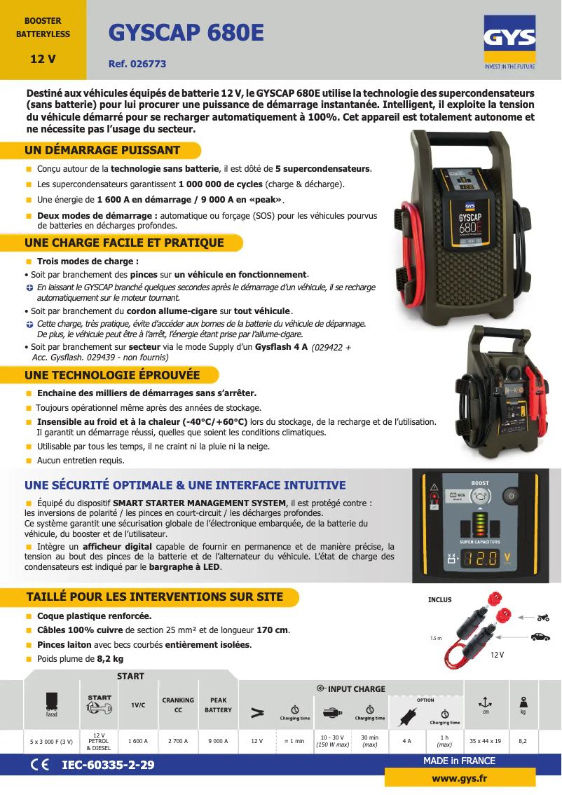 Página nº 1 - Ficha técnica GYS Gyscap 680E