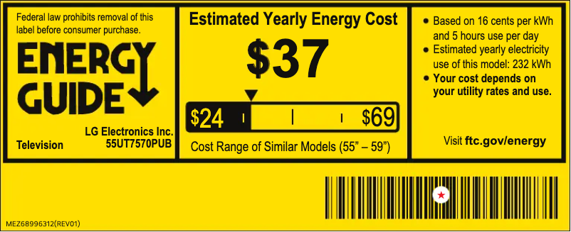 Página 1 del manual Etiqueta energética LG 55UT7570PUB