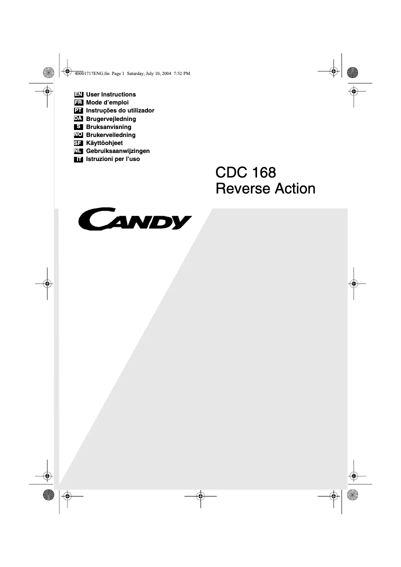 Página 1 del manual Manual de usuario Candy CDC 168
