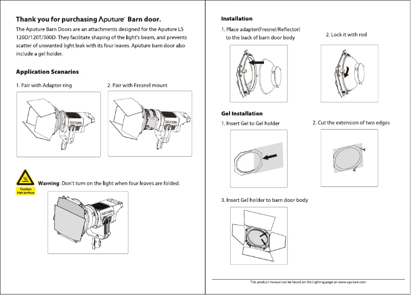 Página 1 del manual Manual de usuario Aputure Barn Doors