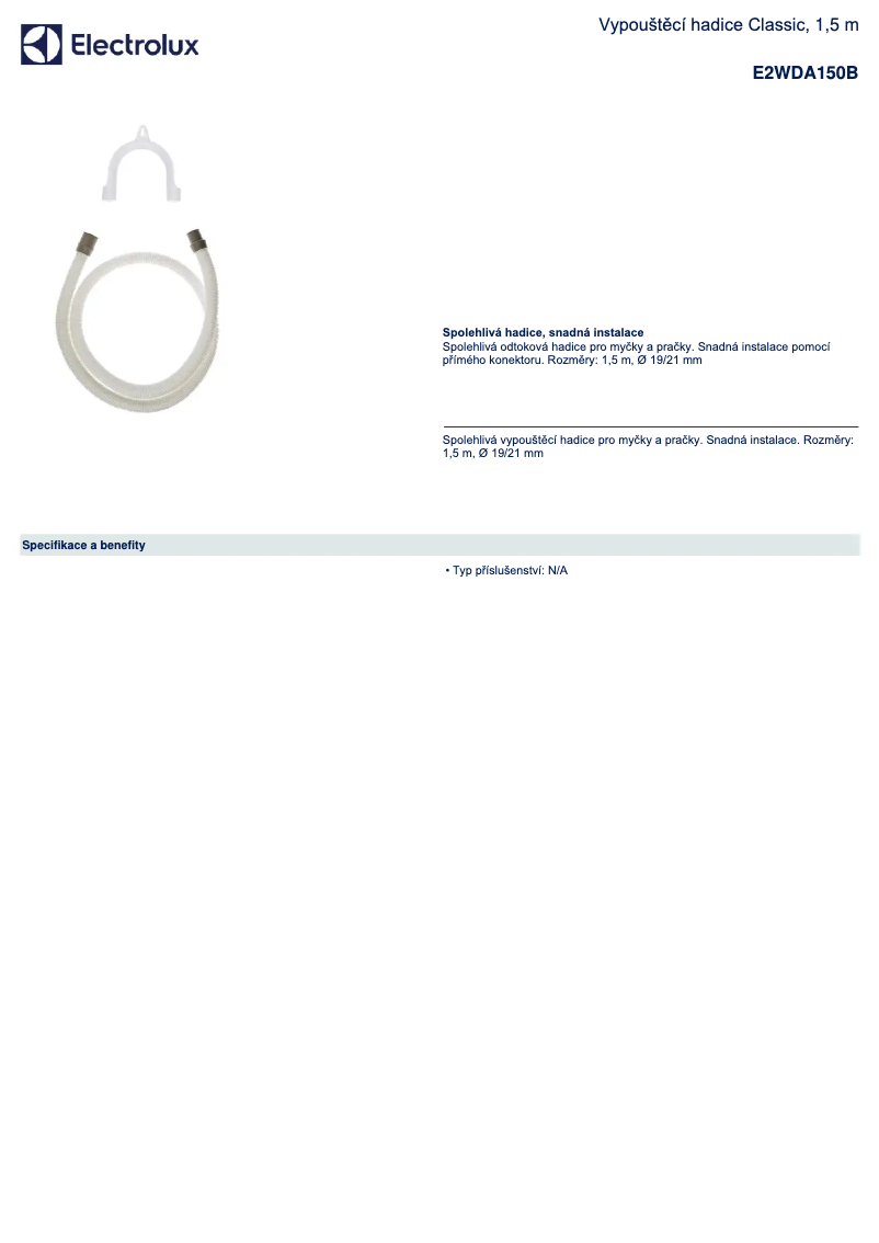 Imagen de la primera página del manual del dispositivo E2WDA150B