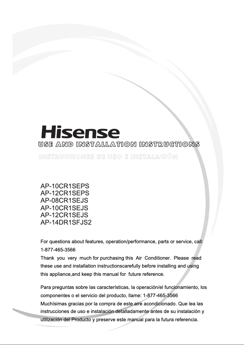 Página nº 1 - Manual de usuario Hisense AP-08CR1SEJS