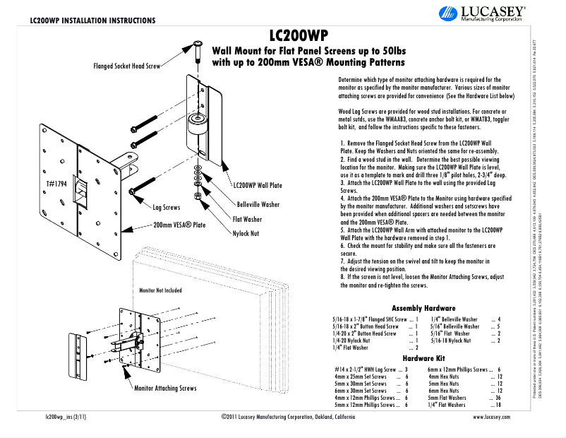 Imagen de la primera página del manual del dispositivo LC200WP