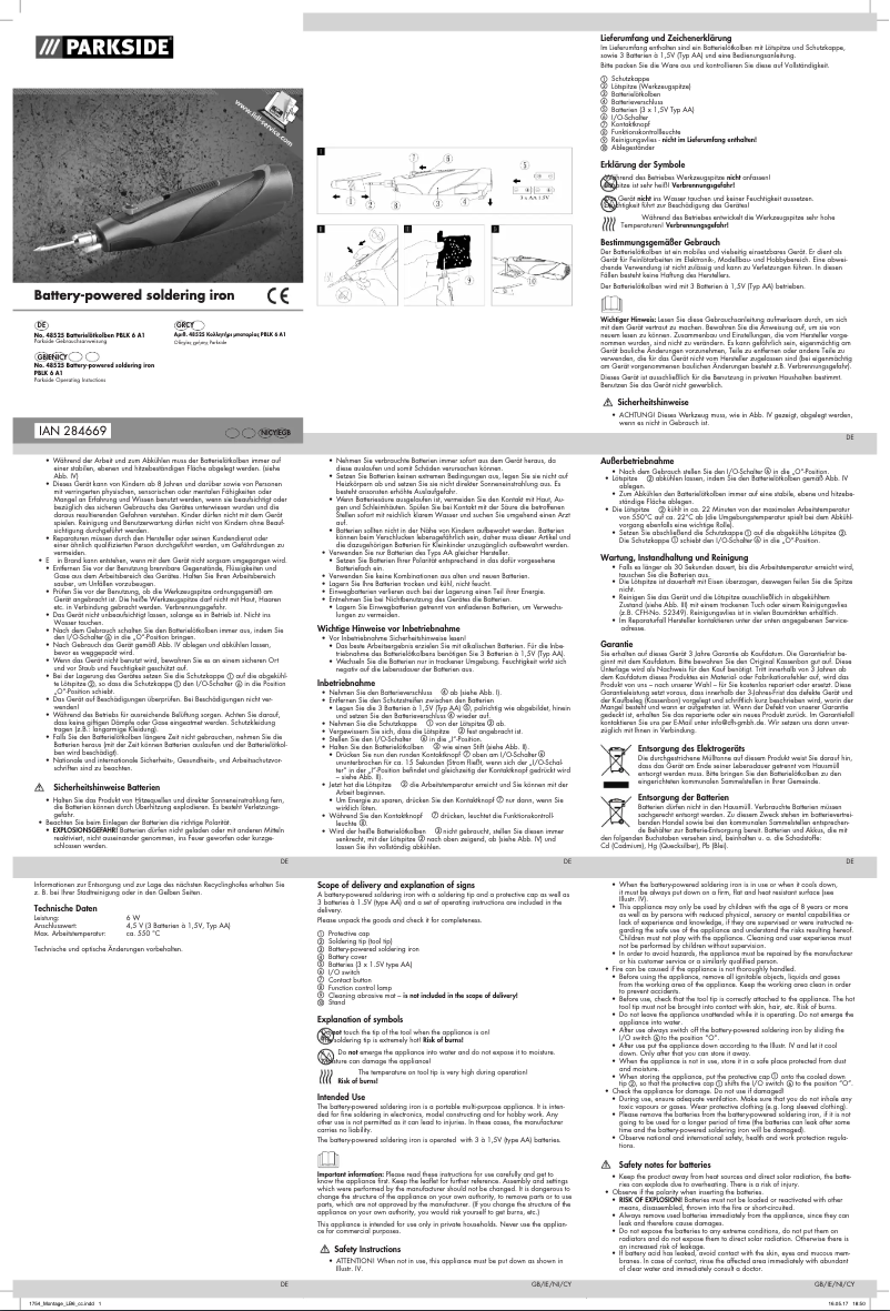 Imagen de la primera página del manual del dispositivo PBLK 6 A1
