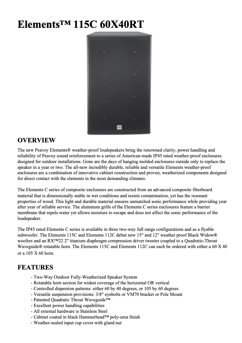 Imagen de la primera página del manual del dispositivo Elements 115C