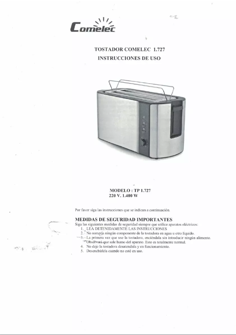 Página 1 del manual Manual de usuario Comelec TP 1727