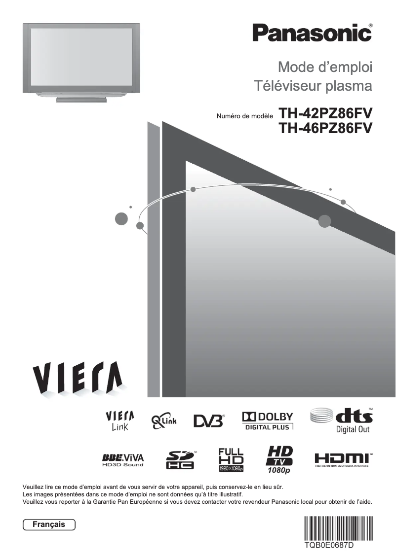 Página nº 1 - Manual de usuario Panasonic TH-46PZ86FV