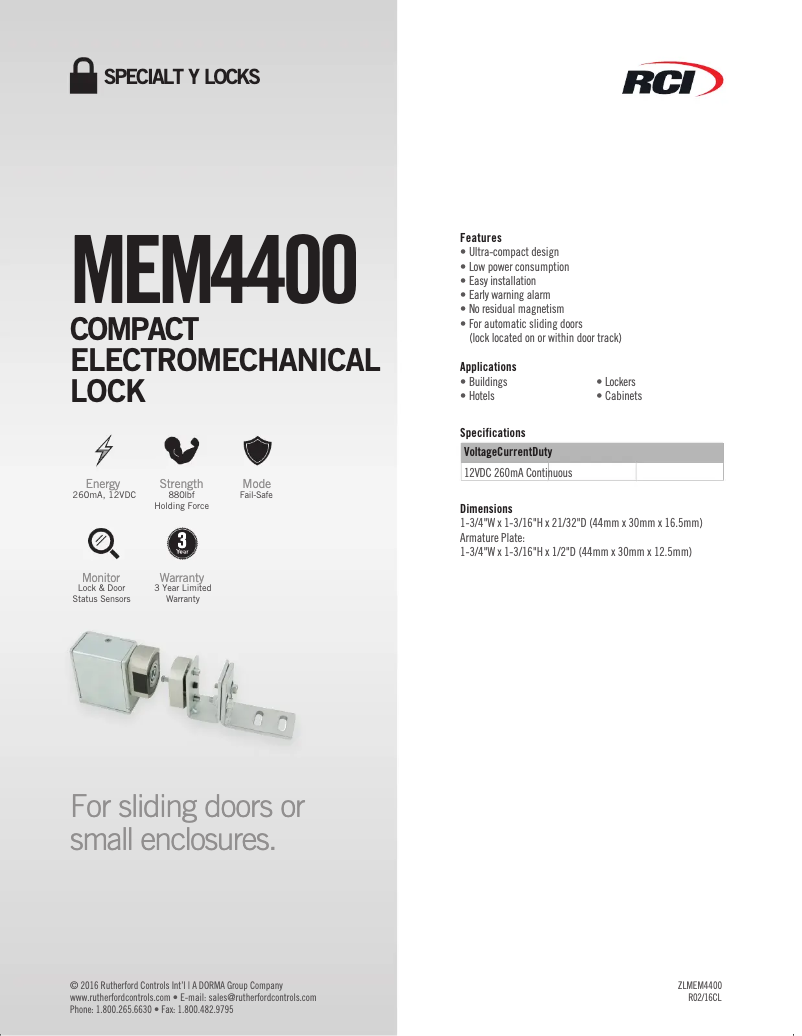 Imagen de la primera página del manual del dispositivo RCI MEM4400