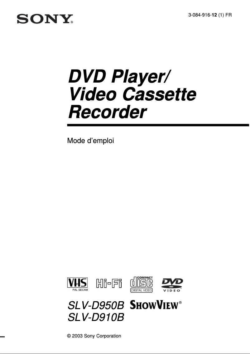Página 1 del manual Manual de usuario Sony SLV-D950B