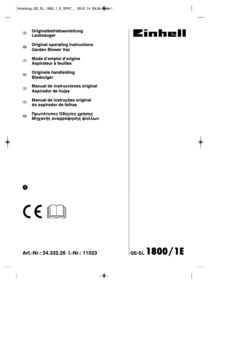 Página 1 del manual Manual de usuario Einhell GE-EL 1800/1 E