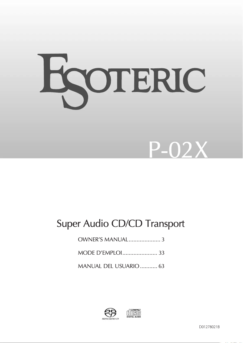 Página 1 del manual Manual de usuario Esoteric P-02X