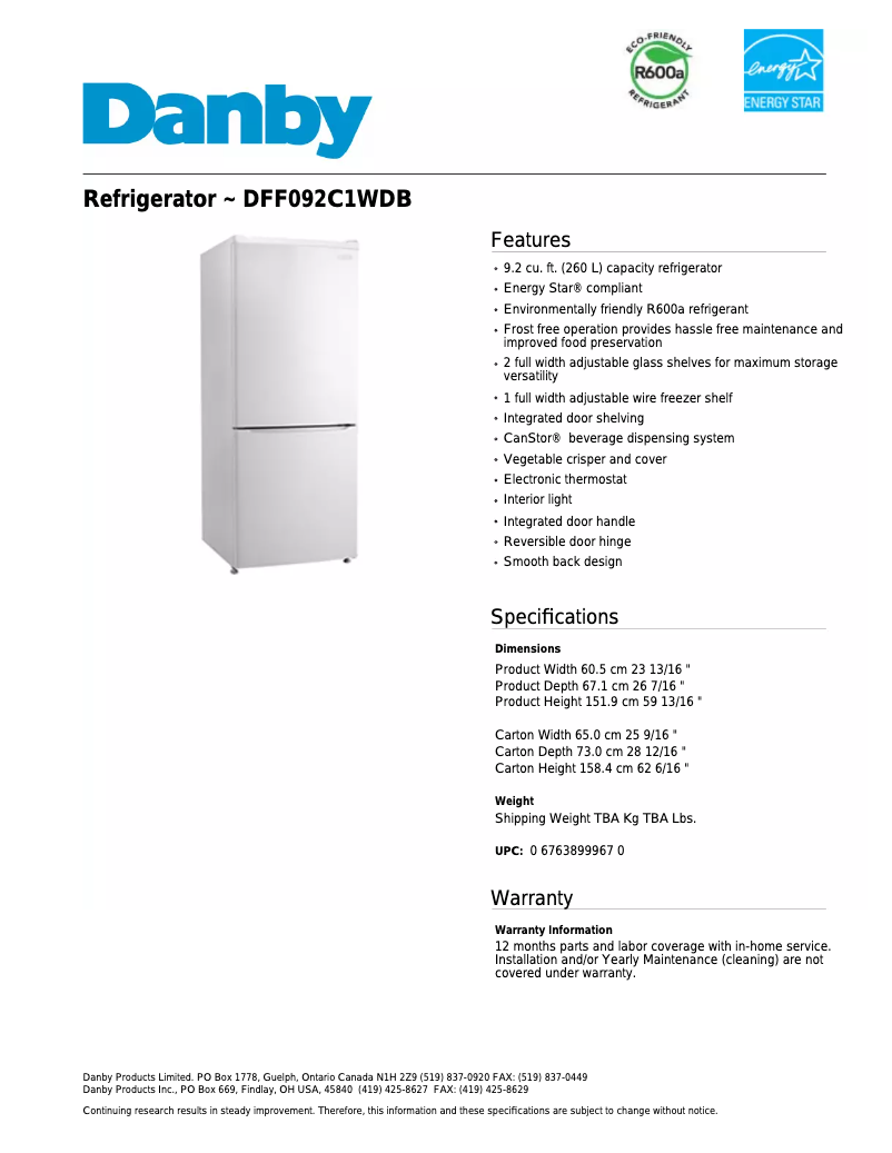 Imagen de la primera página del manual del dispositivo DFF092C1WDB