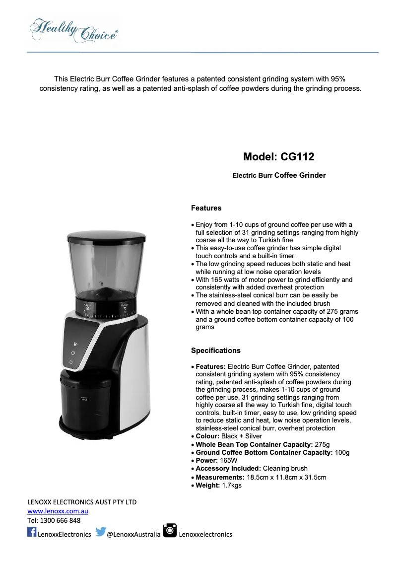 Imagen de la primera página del manual del dispositivo CG112