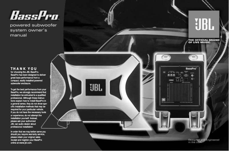 Página 1 del manual Manual de usuario JBL BassPro