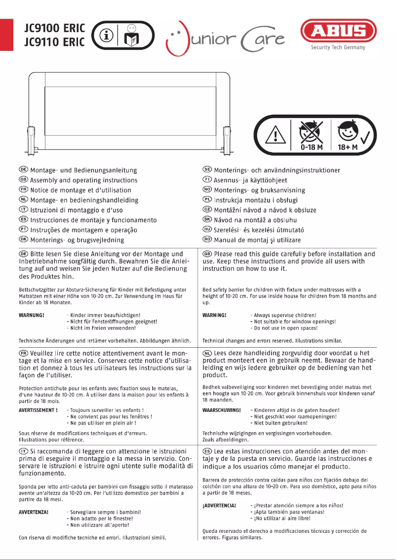 Imagen de la primera página del manual del dispositivo JC9100 ERIC
