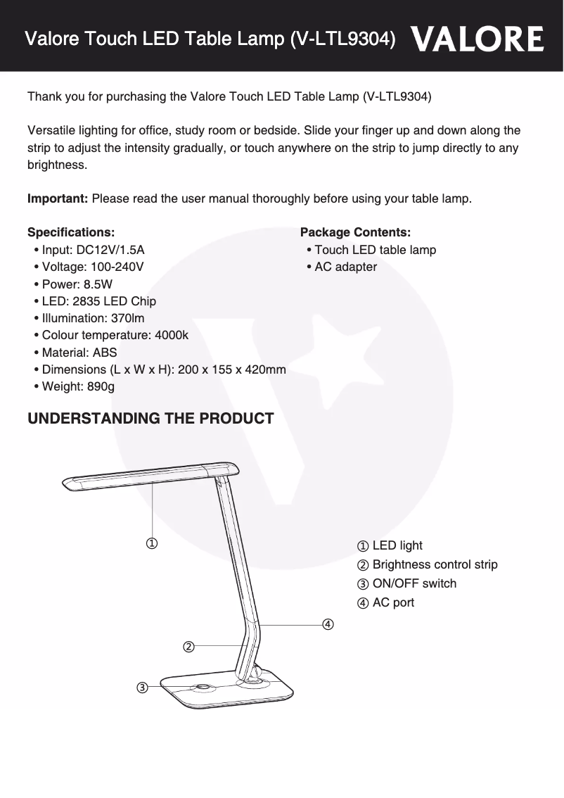 Página 1 del manual Manual de usuario Valore V-LTL9304