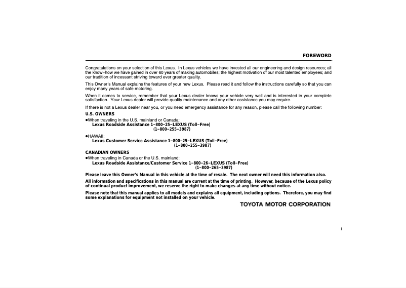Página 1 del manual Manual de usuario Lexus RX 330 (2005)
