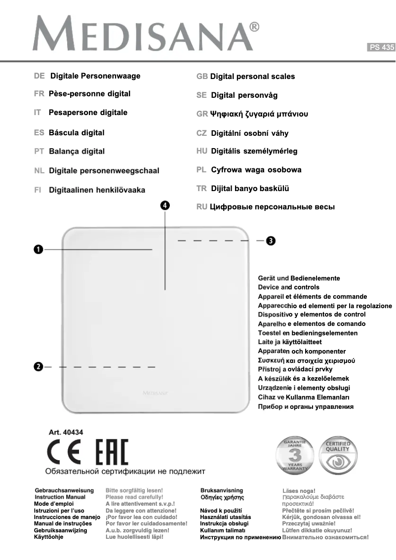 Imagen de la primera página del manual del dispositivo PS 435