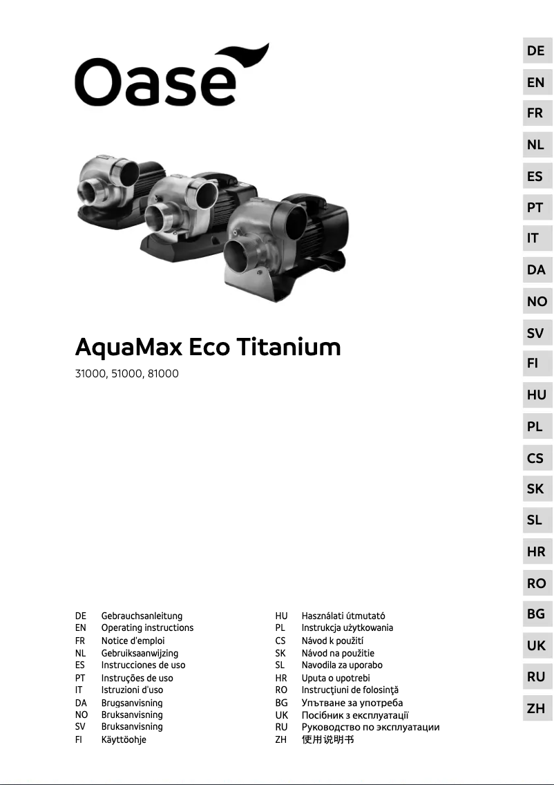 Imagen de la primera página del manual del dispositivo AquaMax Eco Titanium 51000