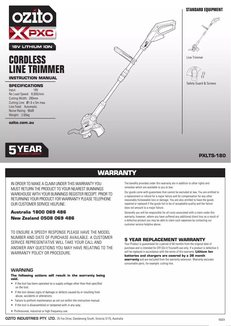 Imagen de la primera página del manual del dispositivo PXSCS-018