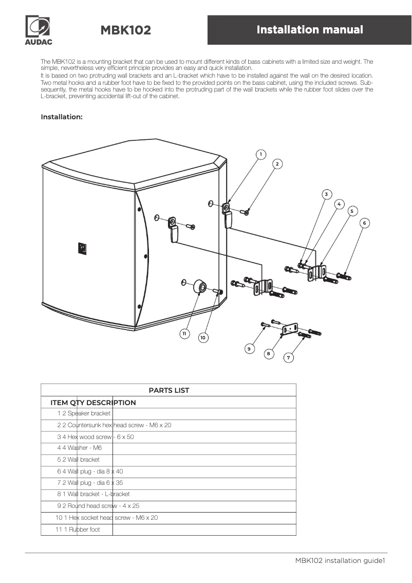 Imagen de la primera página del manual del dispositivo MBK102