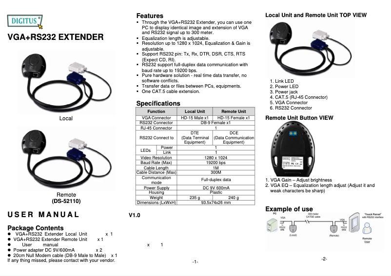Imagen de la primera página del manual del dispositivo DS-52110