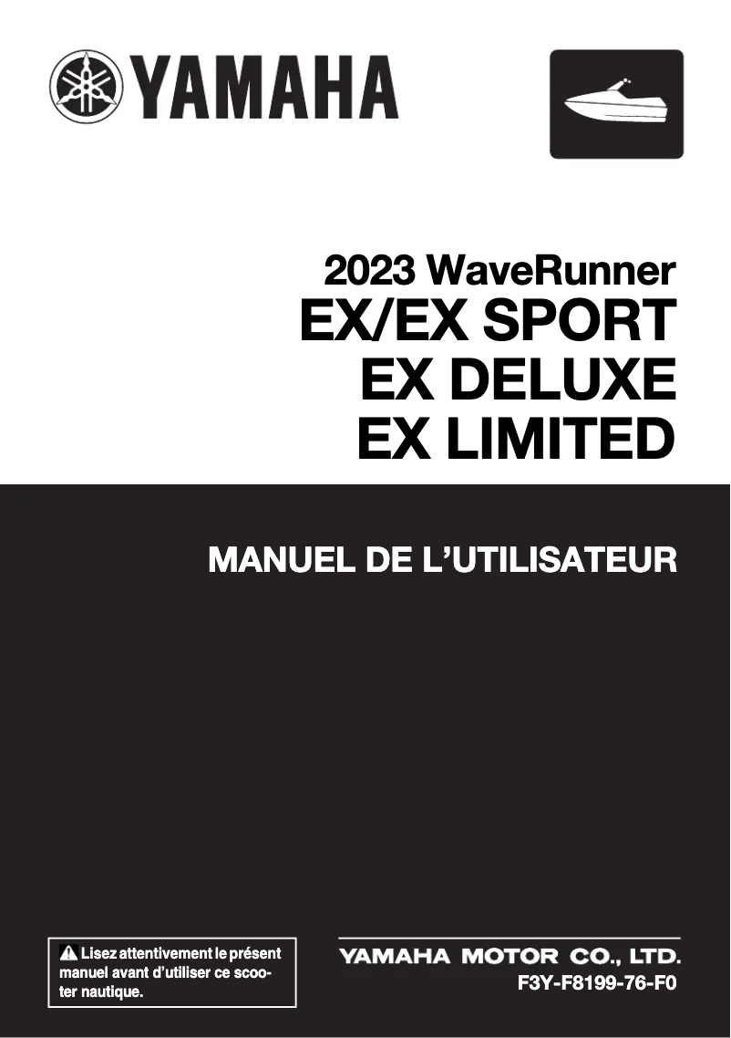 Página 1 del manual Manual de usuario Yamaha WaveRunner EX Sport (2023)