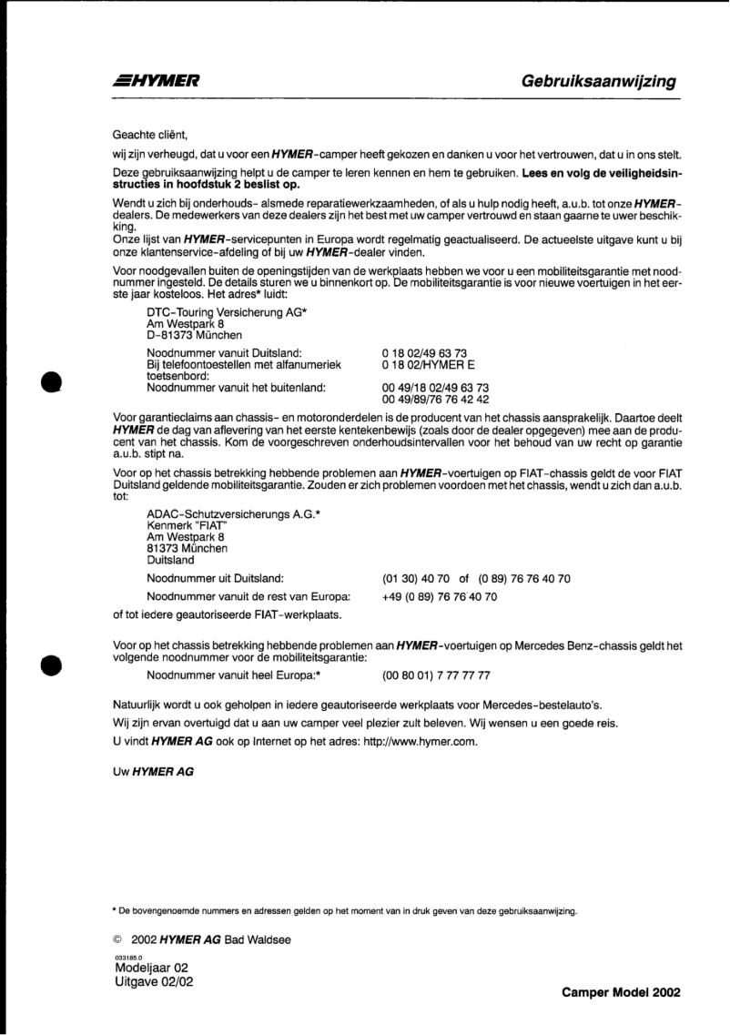 Imagen de la primera página del manual del dispositivo B630 (2002)